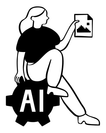Donna che tiene in mano un file immagine generato dall'intelligenza artificiale PNG, SVG