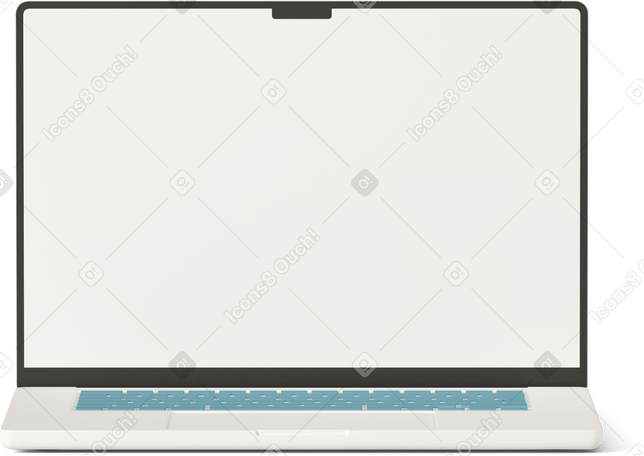 3D laptop white screen PNG, SVG