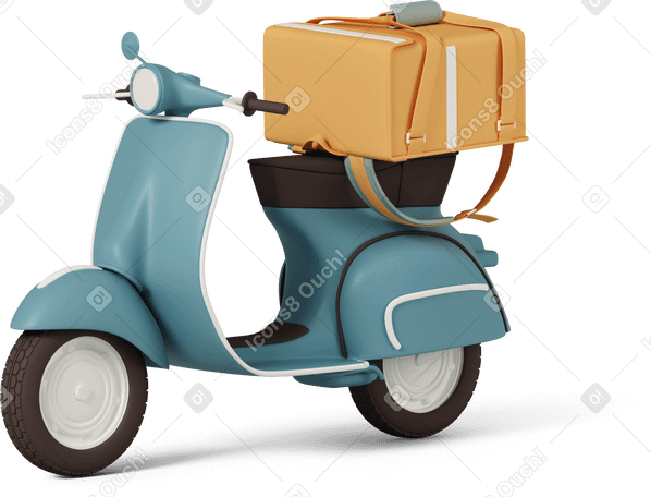 3D scooter with delivery bag PNG、SVG