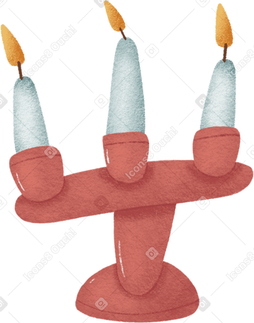 red table candlestick with three white candles PNG, SVG