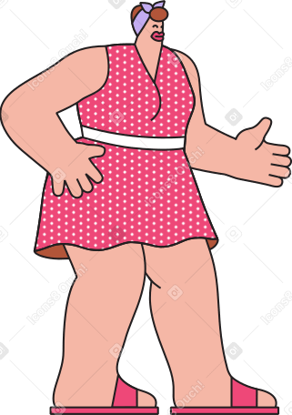 woman in a polka dot dress Illustration in PNG, SVG