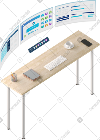 3D high table and vr-monitors PNG, SVG