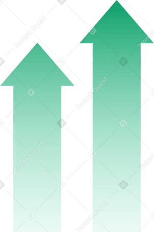 thick transparent gradient green arrows PNG, SVG