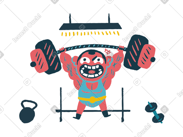 强壮的男人在健身房举杠铃 PNG, SVG