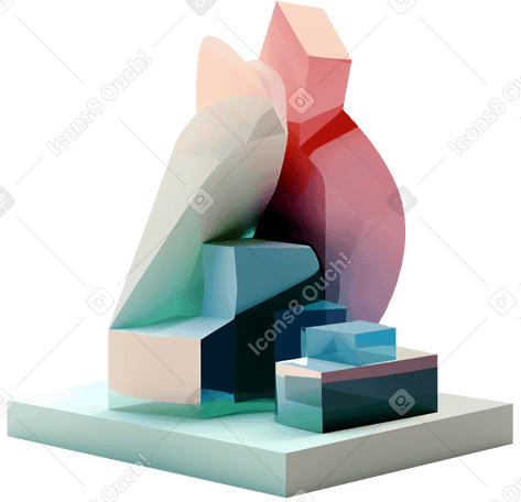 3D Escultura abstracta en colores pastel PNG, SVG