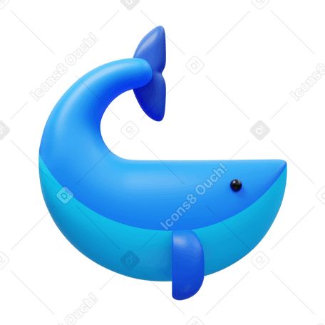 3D whale Illustration in PNG, SVG