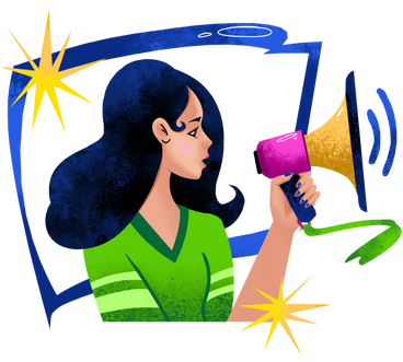 Woman speaking over loudspeaker PNG, SVG