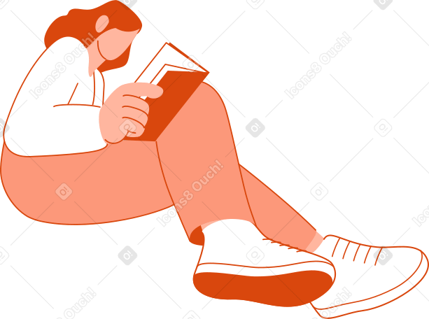 donna seduta e leggendo un libro PNG, SVG