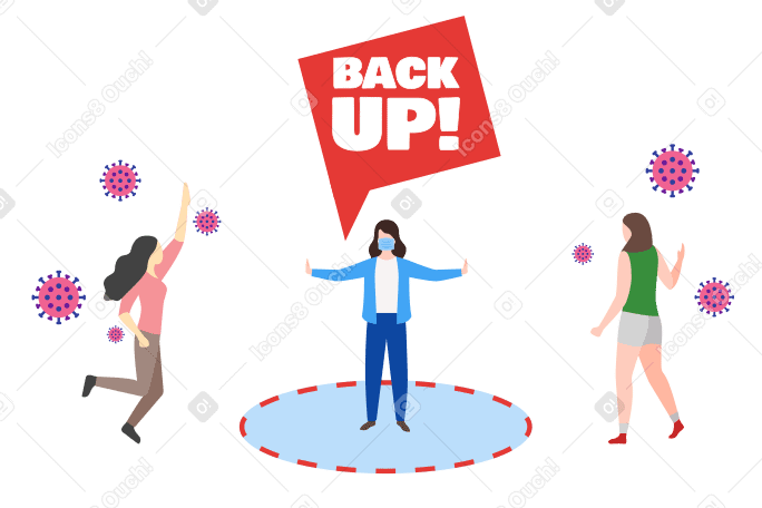 Back Up! Do not get closer Illustration in PNG, SVG