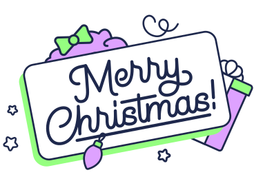 Lettering Merry Christmas with gift box and christmas wreath text PNG, SVG