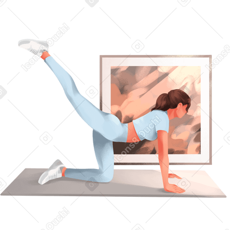 Girl works out on a mat Illustration in PNG, SVG
