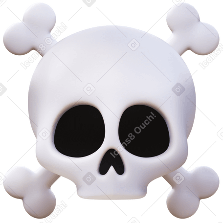 3D skull and crossbones Illustration in PNG, SVG