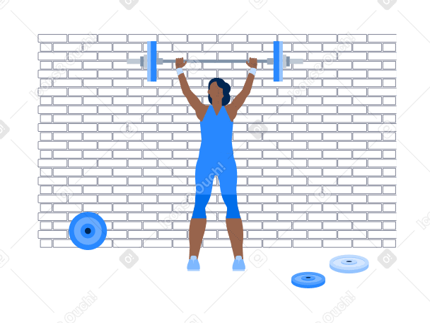 Female weightlifter lifting barbell overhead PNG, SVG