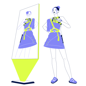 Woman trying on a virtual dress PNG, SVG