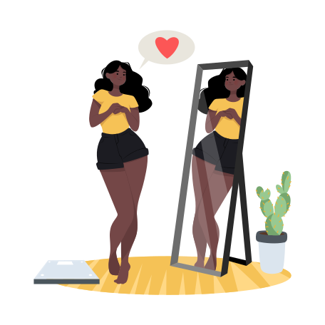 Reflection in the mirror of a beautiful woman Illustration in PNG, SVG