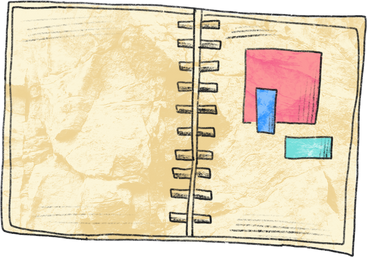 Open notebook with stickers в PNG, SVG