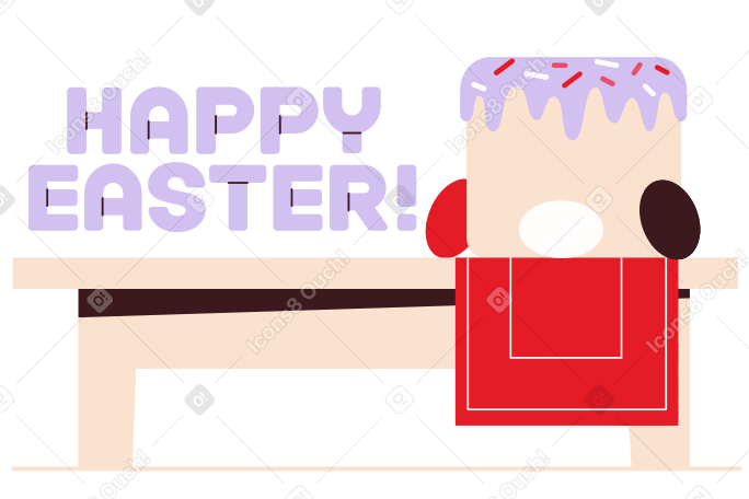 Lettering Happy Easter with Easter bread and eggs text PNG, SVG