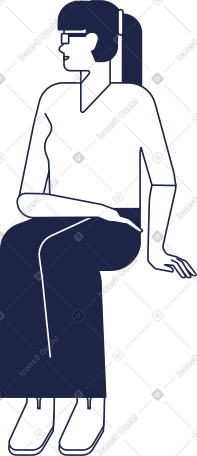 女孩坐着把头转向右边 PNG, SVG