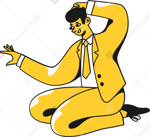 man in a suit sitting Illustration in PNG, SVG