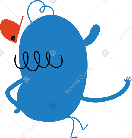 blue character in a red cap Illustration in PNG, SVG