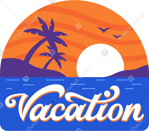 lettering vacation against sunset sea Illustration in PNG, SVG