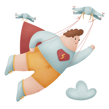Man in superman costume flying on copters PNG, SVG