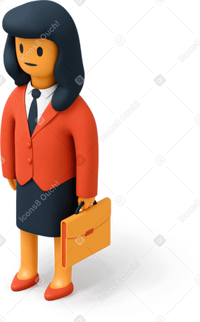 3D Office woman with briefcase Illustration in PNG, SVG