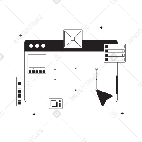 설정 및 디자인 패널이 있는 브라우저 창 PNG, SVG