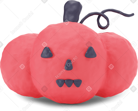 3D Zucca di halloween rossa spaventosa PNG, SVG