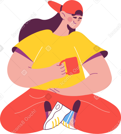girl in yoga pose with a mug Illustration in PNG, SVG