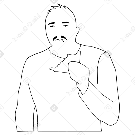 Doodle character eating a sandwich PNG, SVG
