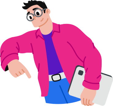 man in glasses with tablet PNG, SVG