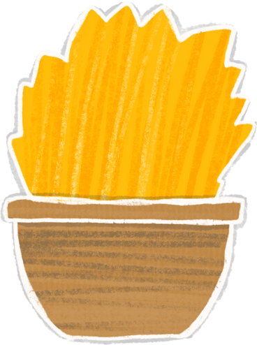 brown pot with yellow bush PNG, SVG