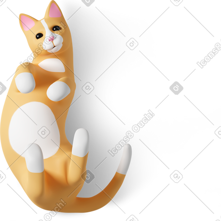 3D 仰卧的猫的俯视图 PNG, SVG