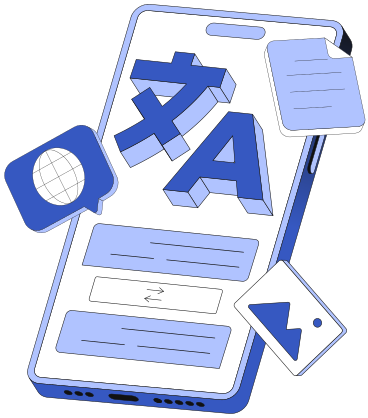 Translator sign on phone with different isons text PNG, SVG