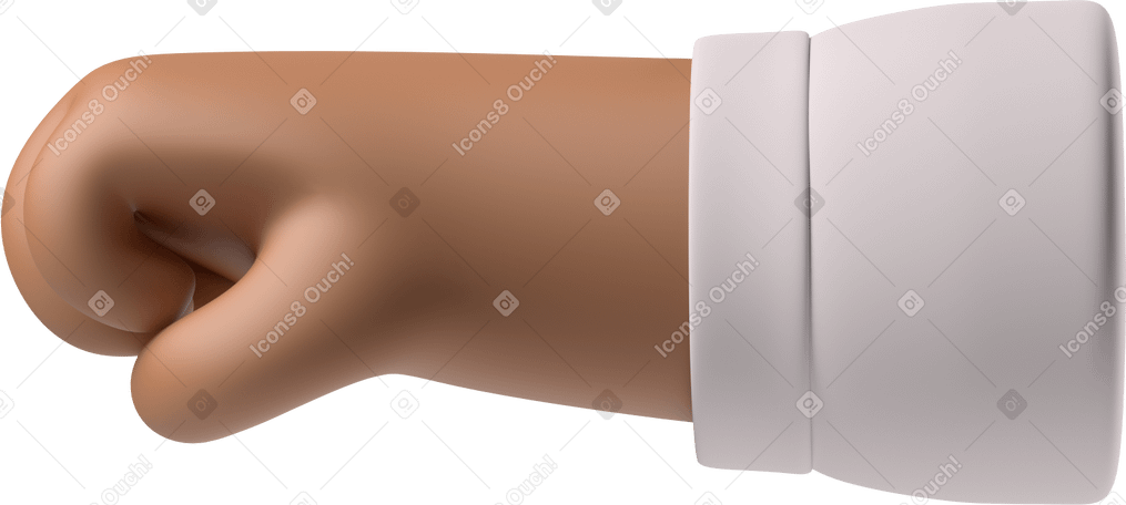 3D Fist of a brown skin hand facing left PNG, SVG