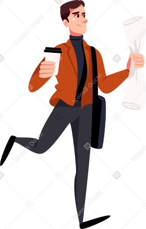 man in a suit is late for a meeting PNG, SVG