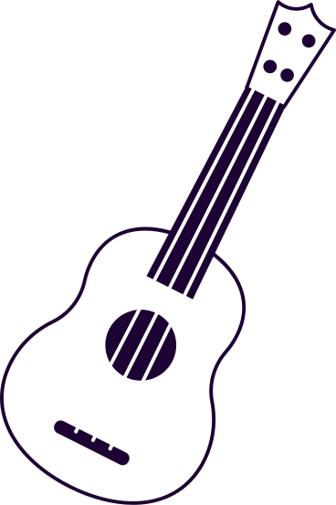 white small ukulele guitar animated illustration in GIF, Lottie (JSON), AE