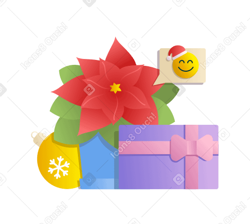 Christmas with a flower PNG, SVG