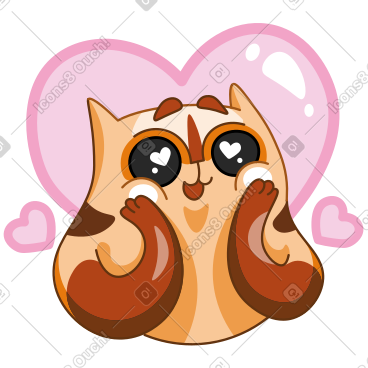 被迷住的猫，眼睛里含着心 PNG, SVG