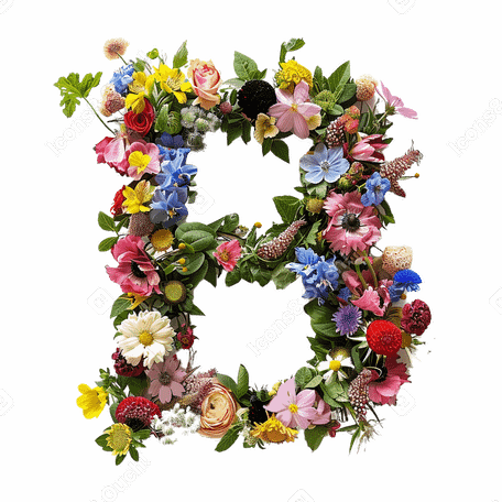flower letter b PNG, SVG