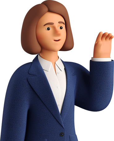 businesswoman in blue suit waving goodbye PNG, SVG