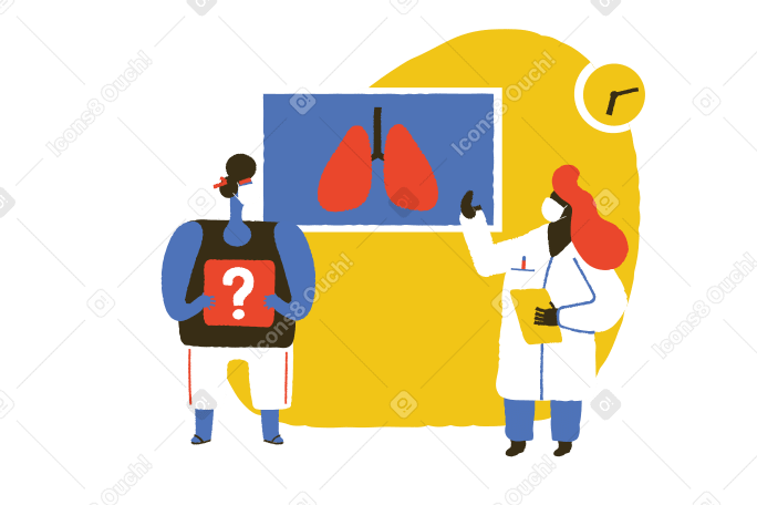 What the virus did to my lungs? Illustration in PNG, SVG