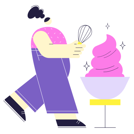 Cooking the cake! Illustration in PNG, SVG