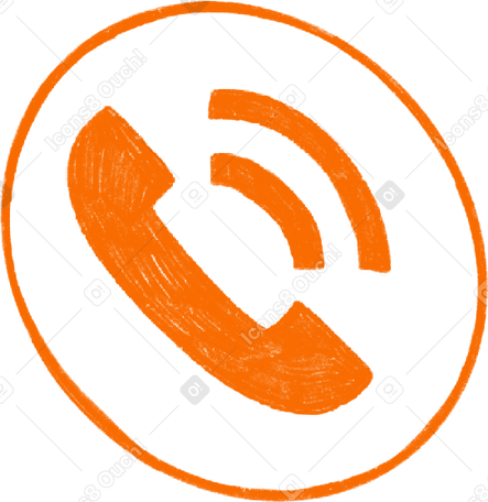 orange telephone handset sign Illustration in PNG, SVG