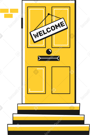 Welcome door animated illustration in GIF, Lottie (JSON), AE