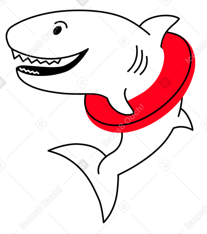 shark with an inflatable ring Illustration in PNG, SVG