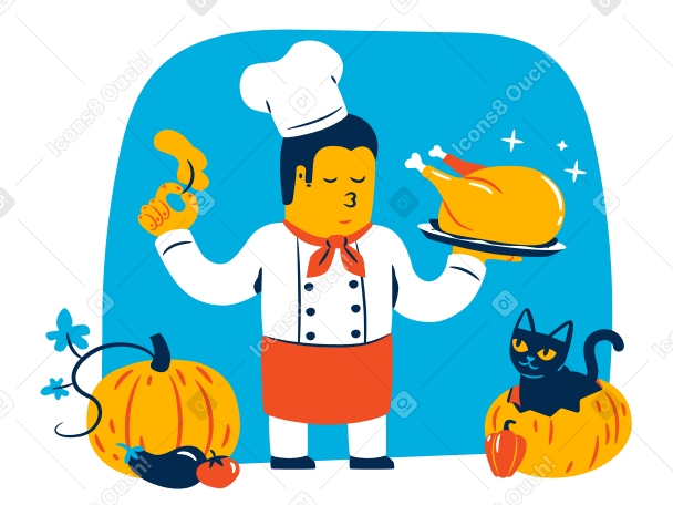 Preparing for Thanksgiving Illustration in PNG, SVG