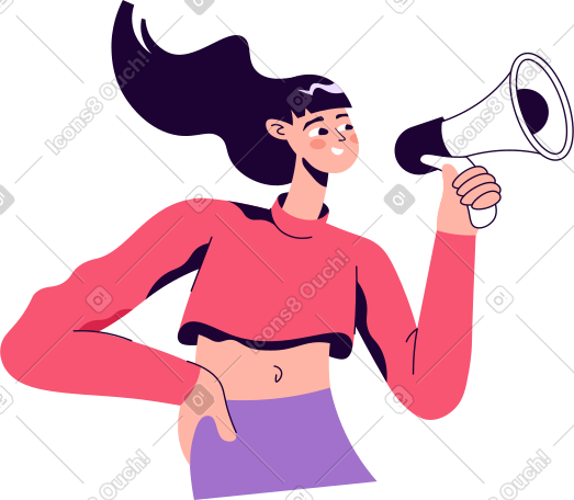 女人对着扩音器尖叫 PNG, SVG