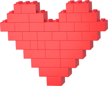 Лего красное сердце в PNG, SVG
